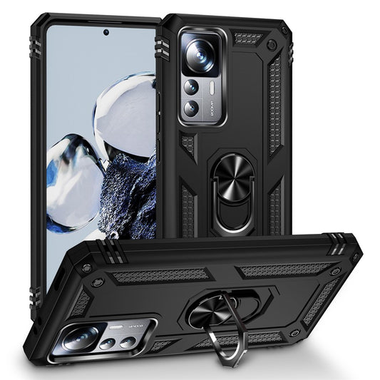 Anti-drop Phone Case for Xiaomi 12T 5G / 12T Pro 5G / Redmi K50 Ultra 5G, PC + TPU Phone Cover with Ring Kickstand