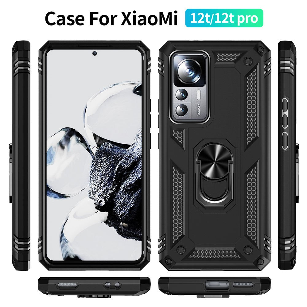 Anti-drop Phone Case for Xiaomi 12T 5G / 12T Pro 5G / Redmi K50 Ultra 5G, PC + TPU Phone Cover with Ring Kickstand