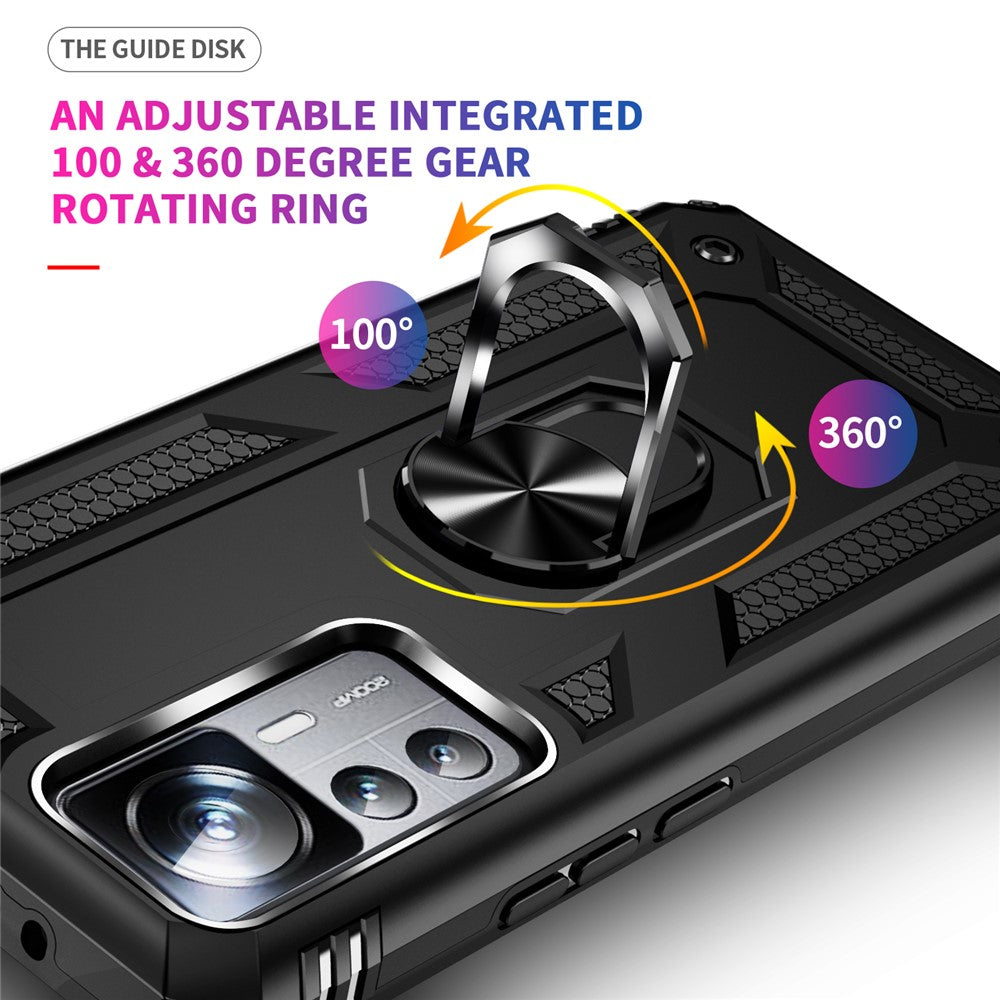 Anti-drop Phone Case for Xiaomi 12T 5G / 12T Pro 5G / Redmi K50 Ultra 5G, PC + TPU Phone Cover with Ring Kickstand