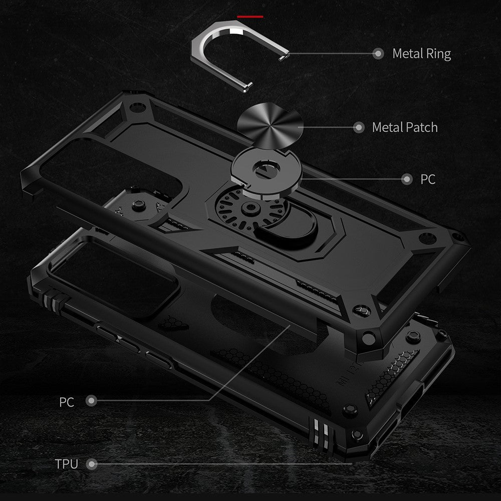 Anti-drop Phone Case for Xiaomi 12T 5G / 12T Pro 5G / Redmi K50 Ultra 5G, PC + TPU Phone Cover with Ring Kickstand