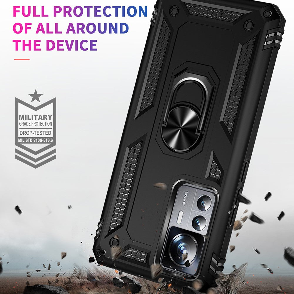 Anti-drop Phone Case for Xiaomi 12T 5G / 12T Pro 5G / Redmi K50 Ultra 5G, PC + TPU Phone Cover with Ring Kickstand
