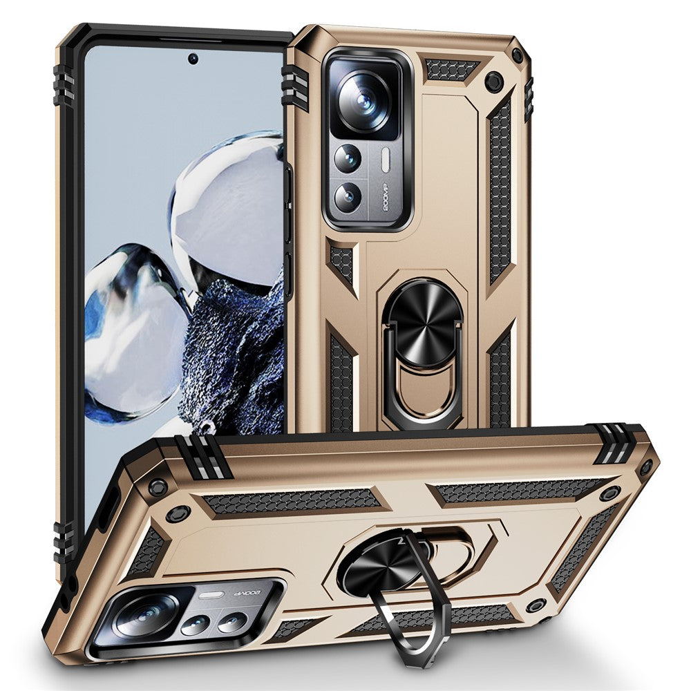 Anti-drop Phone Case for Xiaomi 12T 5G / 12T Pro 5G / Redmi K50 Ultra 5G, PC + TPU Phone Cover with Ring Kickstand