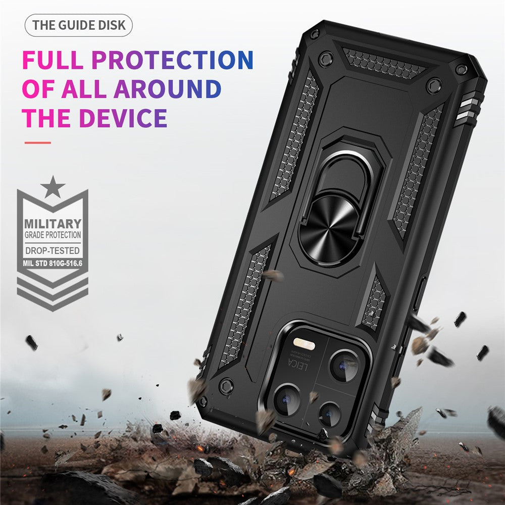 Ring Kickstand Phone Case for Xiaomi 13 5G, Military Grade Anti-drop PC + TPU Protective Cover