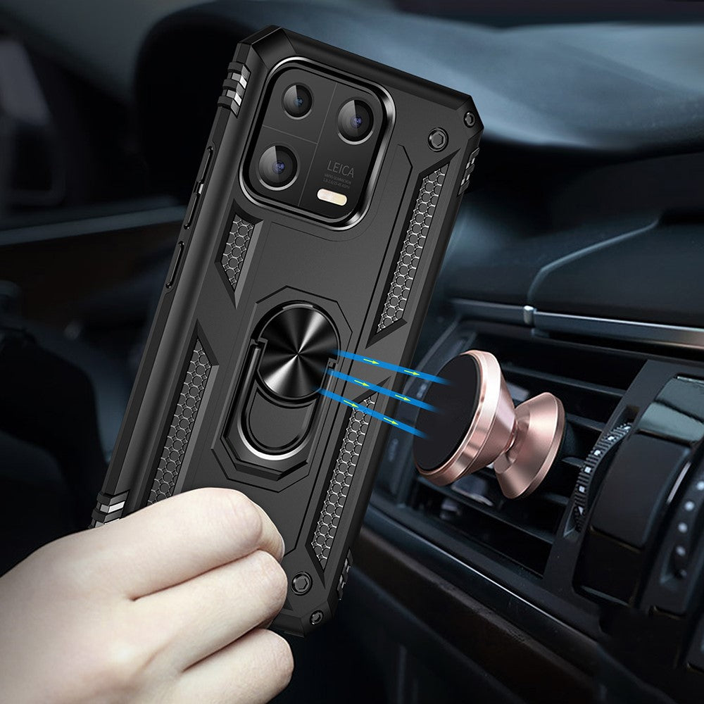 Ring Kickstand Phone Case for Xiaomi 13 5G, Military Grade Anti-drop PC + TPU Protective Cover