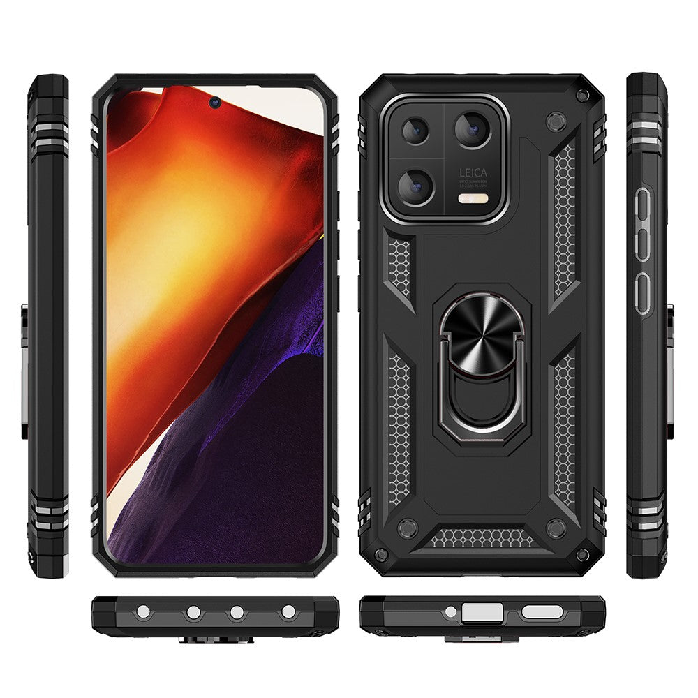 Ring Kickstand Phone Case for Xiaomi 13 5G, Military Grade Anti-drop PC + TPU Protective Cover