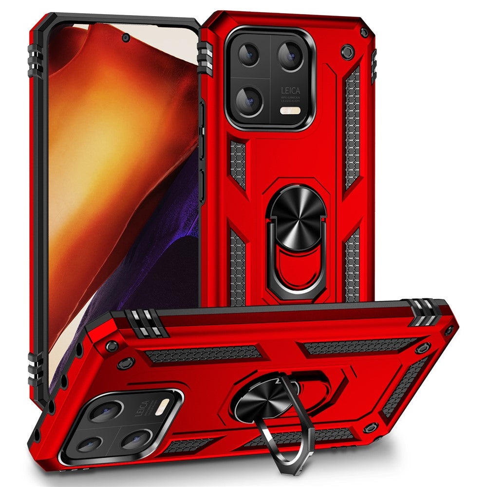 Ring Kickstand Phone Case for Xiaomi 13 5G, Military Grade Anti-drop PC + TPU Protective Cover