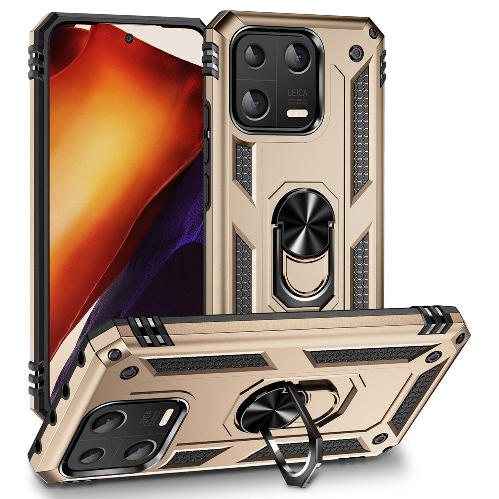 Ring Kickstand Phone Case for Xiaomi 13 5G, Military Grade Anti-drop PC + TPU Protective Cover
