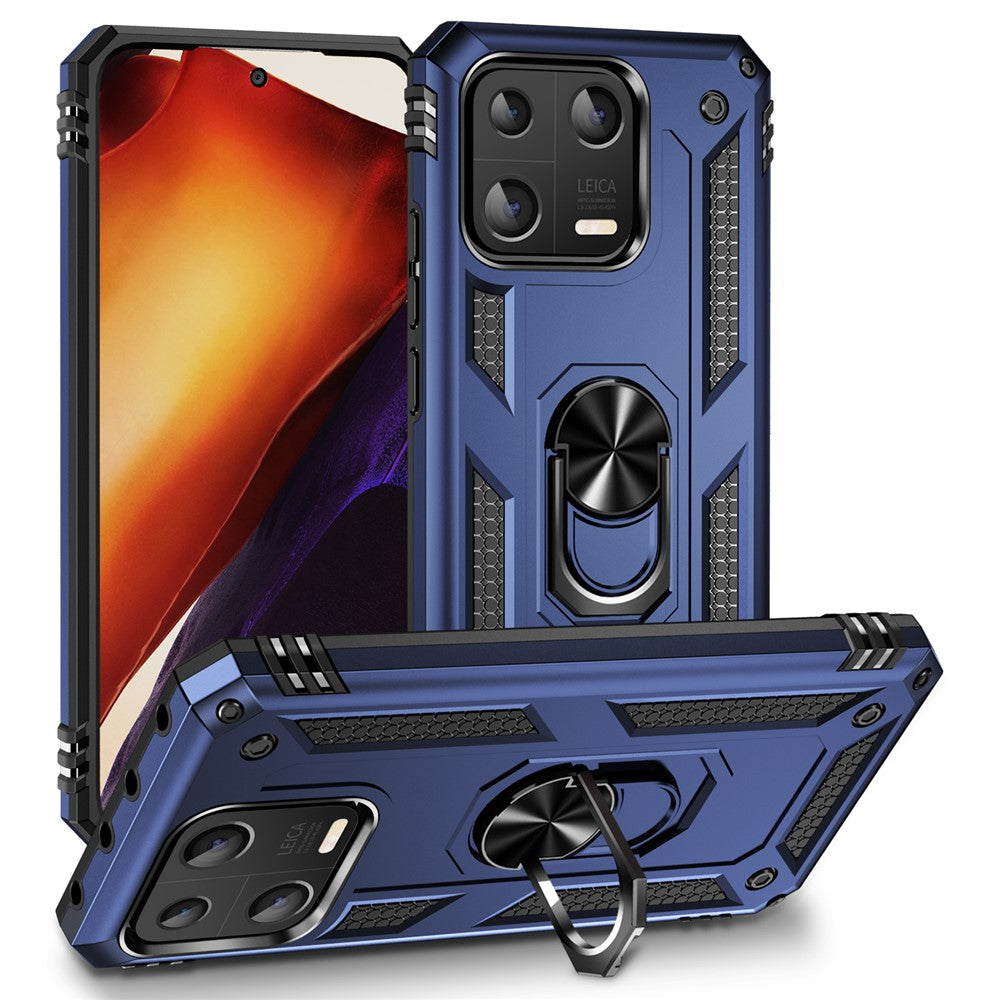 Ring Kickstand Phone Case for Xiaomi 13 5G, Military Grade Anti-drop PC + TPU Protective Cover