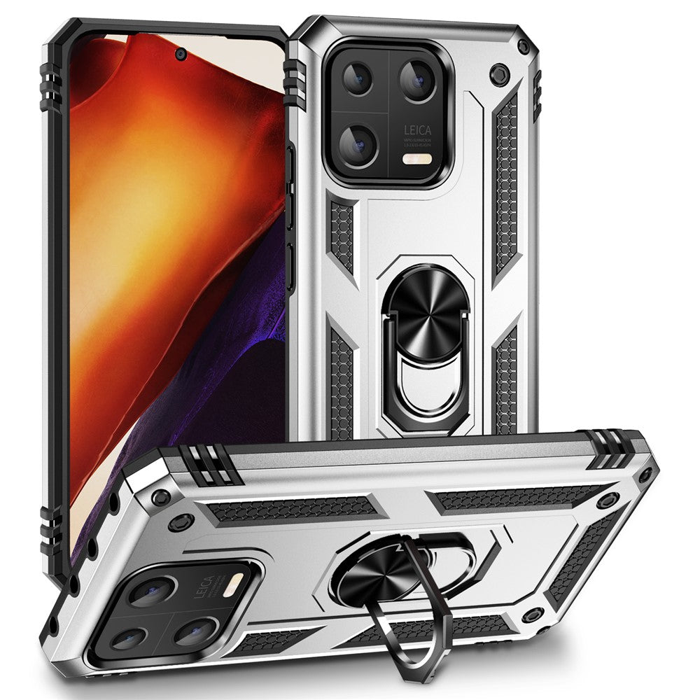 Ring Kickstand Phone Case for Xiaomi 13 5G, Military Grade Anti-drop PC + TPU Protective Cover