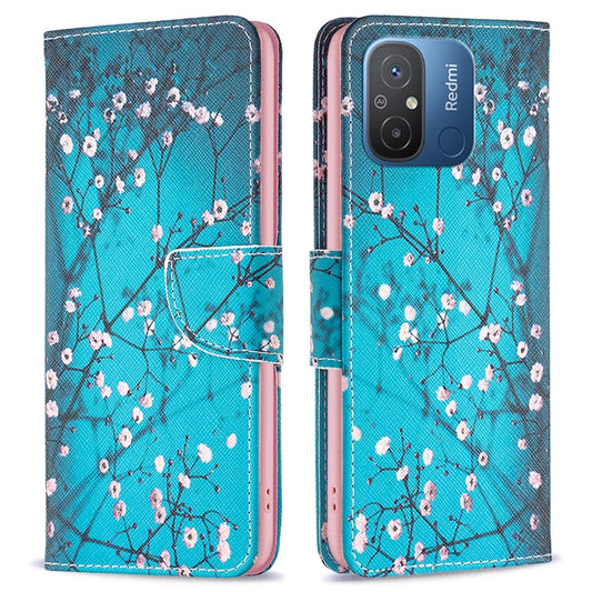 For Xiaomi Redmi 12C 4G PU Leather Pattern Printing Phone Case Folio Magnetic Wallet Stand Phone Cover