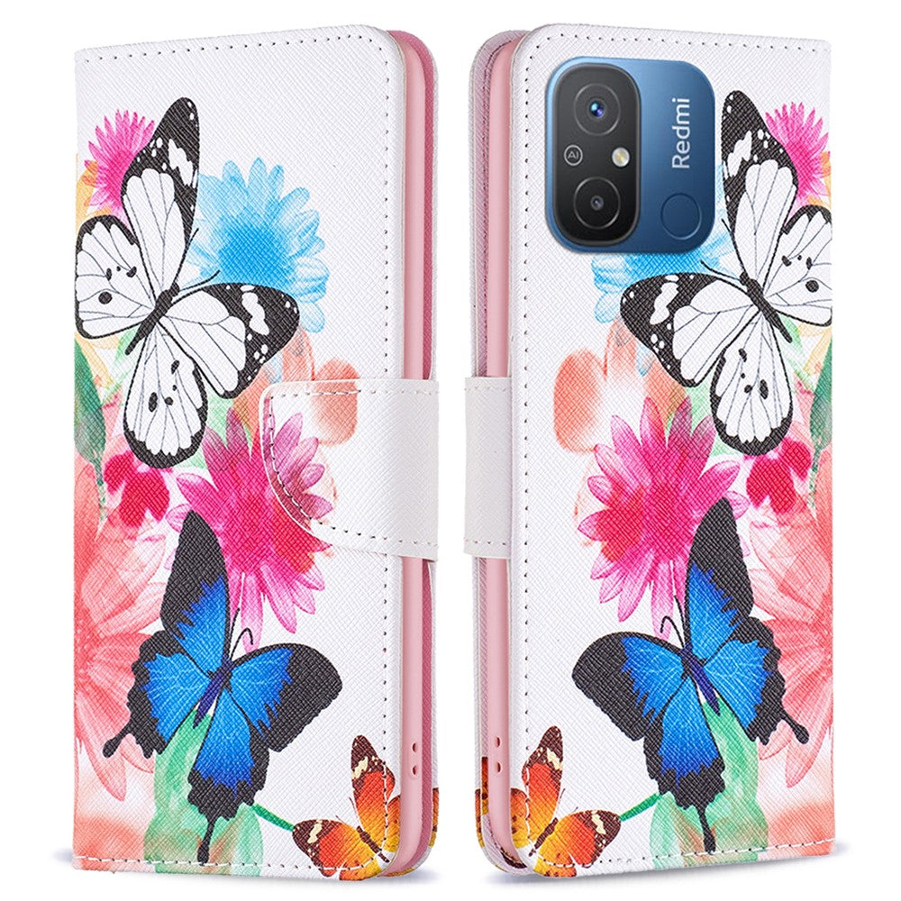 For Xiaomi Redmi 12C 4G PU Leather Pattern Printing Phone Case Folio Magnetic Wallet Stand Phone Cover