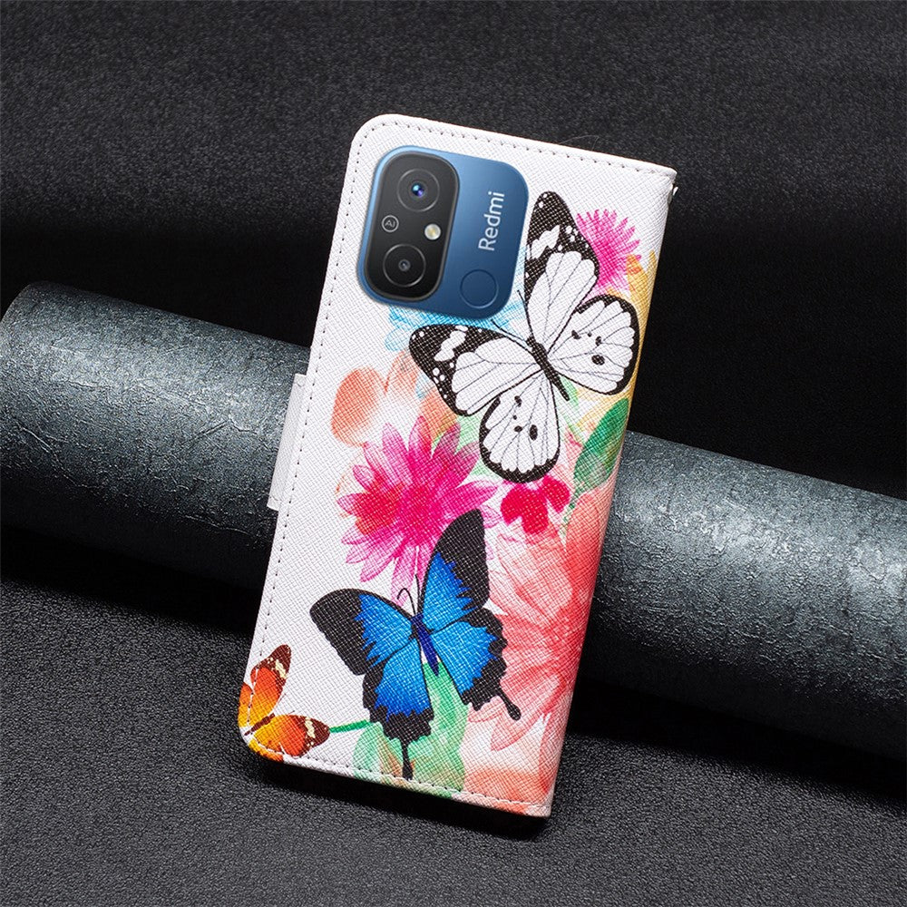 For Xiaomi Redmi 12C 4G PU Leather Pattern Printing Phone Case Folio Magnetic Wallet Stand Phone Cover