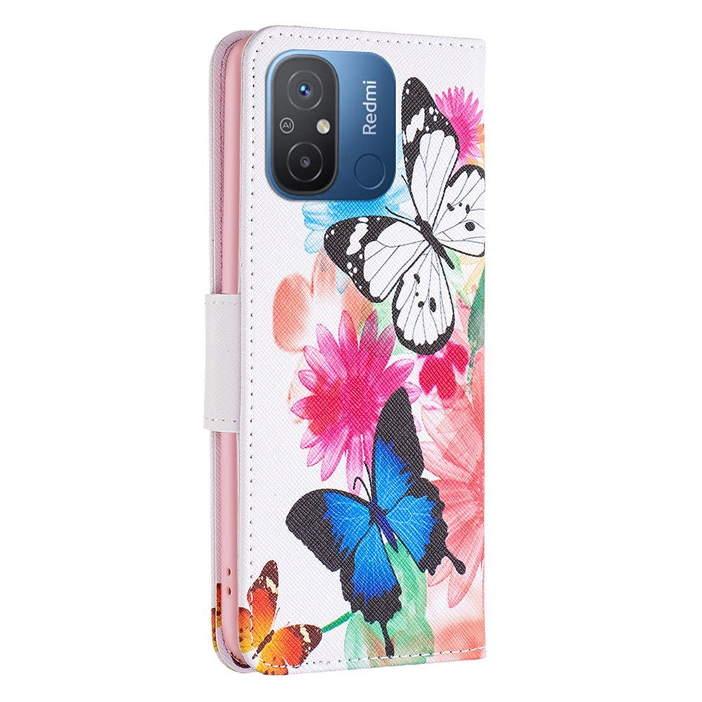 For Xiaomi Redmi 12C 4G PU Leather Pattern Printing Phone Case Folio Magnetic Wallet Stand Phone Cover