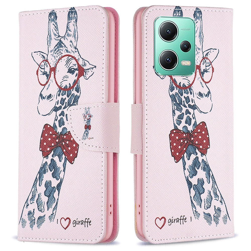 For Xiaomi Poco X5 5G / Redmi Note 12 5G (Global) / (India) / (China) Pattern Printing Phone Case Flip Stand PU Leather Wallet Cover