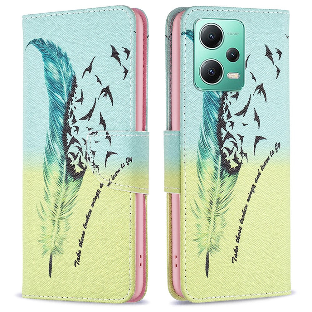 For Xiaomi Poco X5 5G / Redmi Note 12 5G (Global) / (India) / (China) Pattern Printing Phone Case Flip Stand PU Leather Wallet Cover