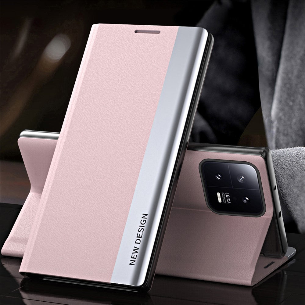 Phone Leather Case for Xiaomi 13 5G, Electroplating Anti-drop Cell Phone Stand Cover