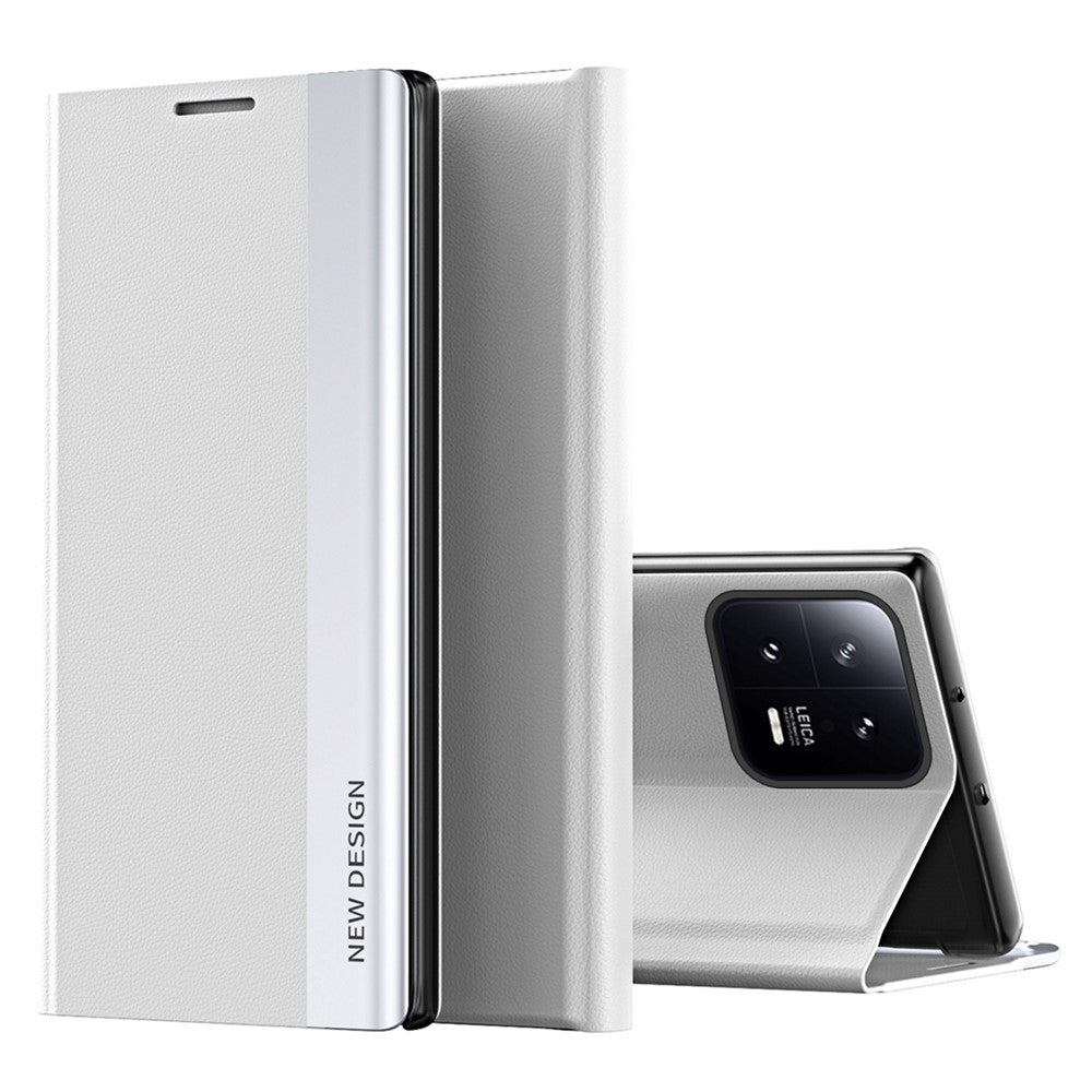 PU Leather Phone Stand Case for Xiaomi 13 Pro 5G, Electroplating Anti-scratch Smartphone Cover