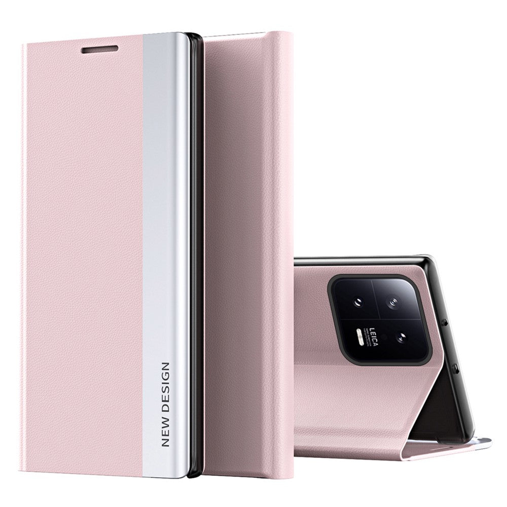 PU Leather Phone Stand Case for Xiaomi 13 Pro 5G, Electroplating Anti-scratch Smartphone Cover