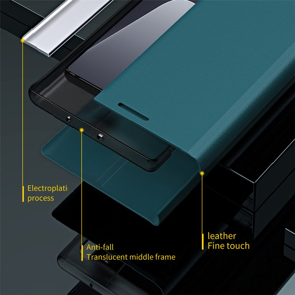 PU Leather Phone Stand Case for Xiaomi 13 Pro 5G, Electroplating Anti-scratch Smartphone Cover