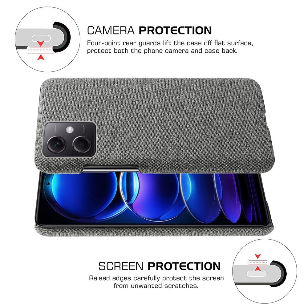 Phone Case For Xiaomi Redmi Note 12 5G (Global) / (India) / (China) / Poco X5 5G Solid Color Cloth Texture Drop-proof Phone Cover