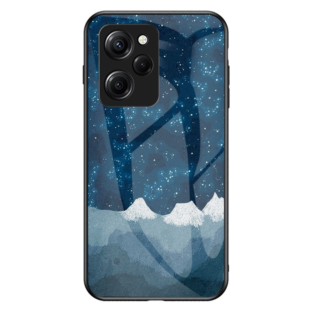 For Xiaomi Poco X5 Pro 5G / Redmi Note 12 Pro Speed 5G Cell Phone Case Tempered Glass+PC+TPU Starry Sky Pattern Phone Cover