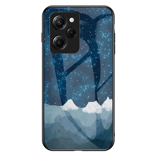 For Xiaomi Poco X5 Pro 5G / Redmi Note 12 Pro Speed 5G Cell Phone Case Tempered Glass+PC+TPU Starry Sky Pattern Phone Cover
