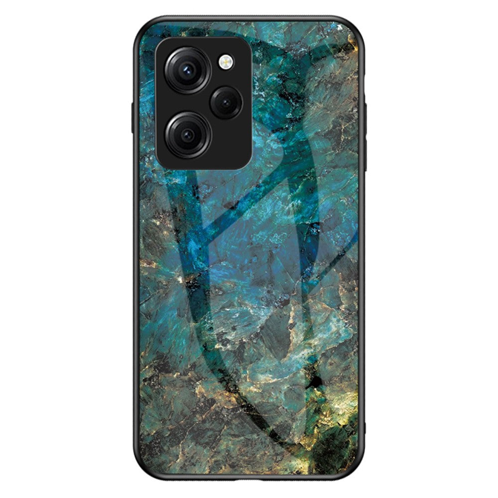 For Xiaomi Poco X5 Pro 5G / Redmi Note 12 Pro Speed 5G Marble Pattern Phone Case Tempered Glass+PC +TPU Phone Cover