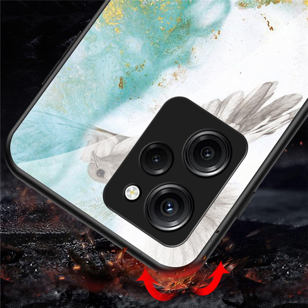 For Xiaomi Poco X5 Pro 5G / Redmi Note 12 Pro Speed 5G Marble Pattern Phone Case Tempered Glass+PC +TPU Phone Cover