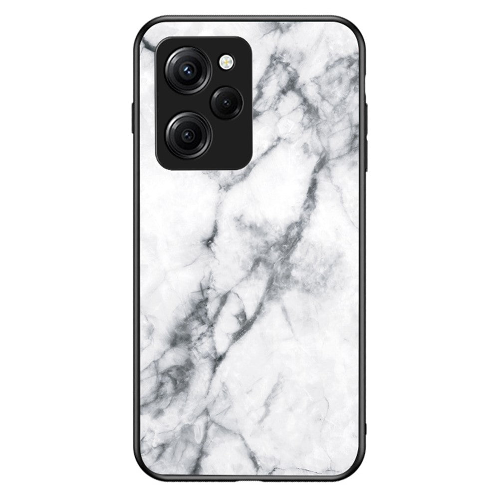 For Xiaomi Poco X5 Pro 5G / Redmi Note 12 Pro Speed 5G Marble Pattern Phone Case Tempered Glass+PC +TPU Phone Cover