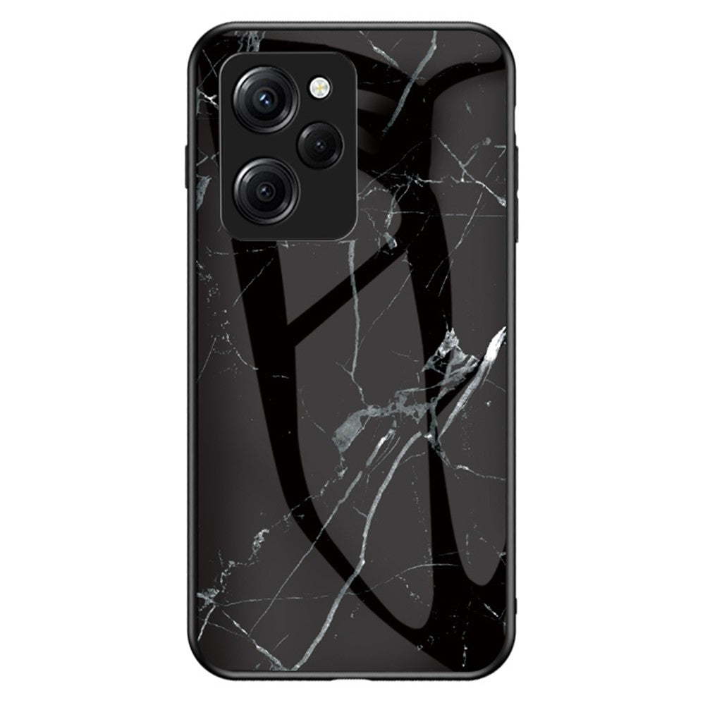 For Xiaomi Poco X5 Pro 5G / Redmi Note 12 Pro Speed 5G Marble Pattern Phone Case Tempered Glass+PC +TPU Phone Cover