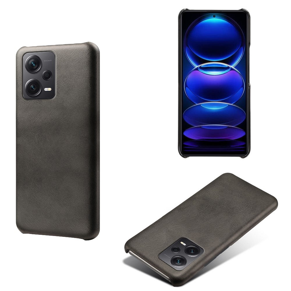 For Xiaomi Redmi Note 12 Pro+ 5G Calf Textured Phone Cover Anti-scratch PU Leather Coated PC Mobile Phone Case