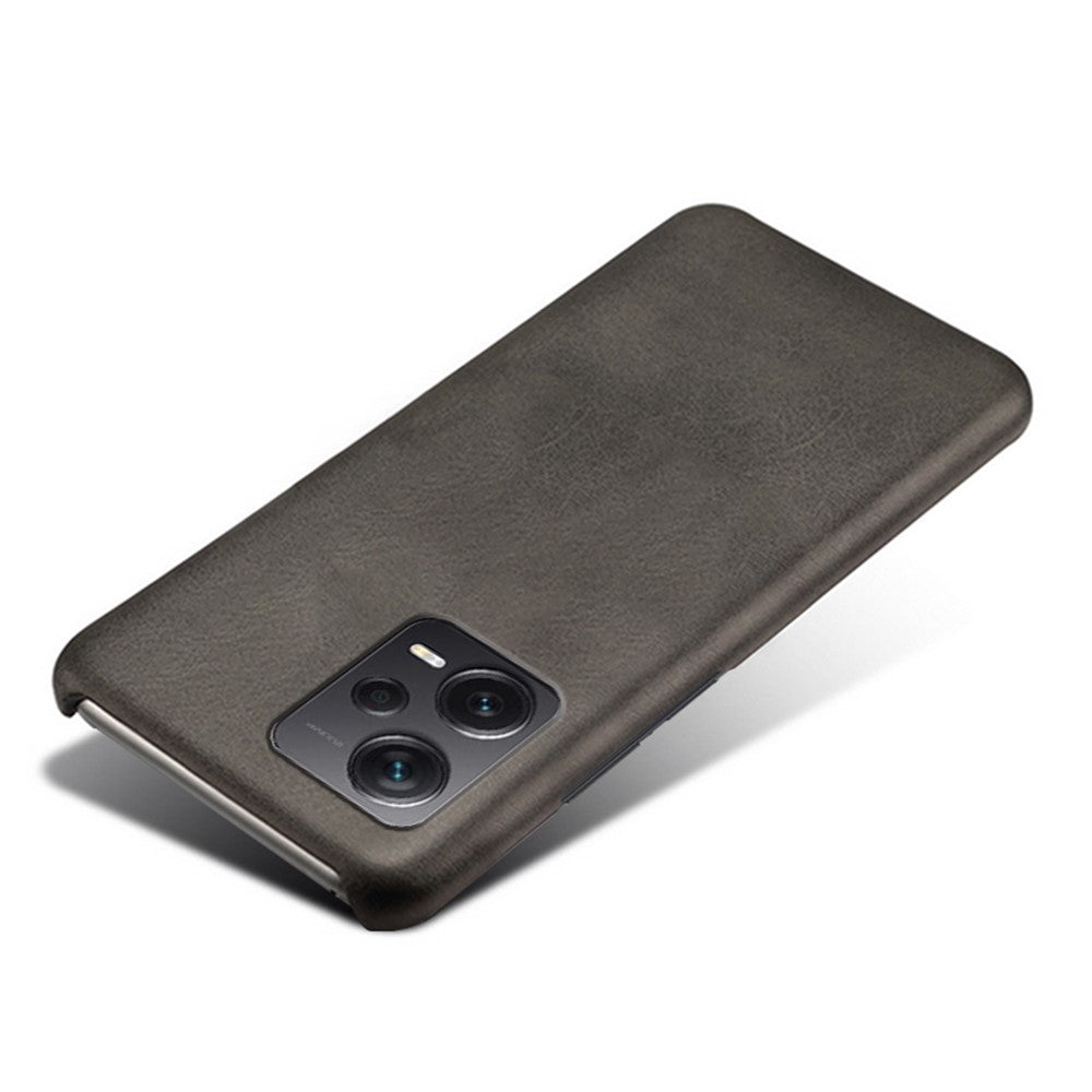 For Xiaomi Redmi Note 12 Pro+ 5G Calf Textured Phone Cover Anti-scratch PU Leather Coated PC Mobile Phone Case