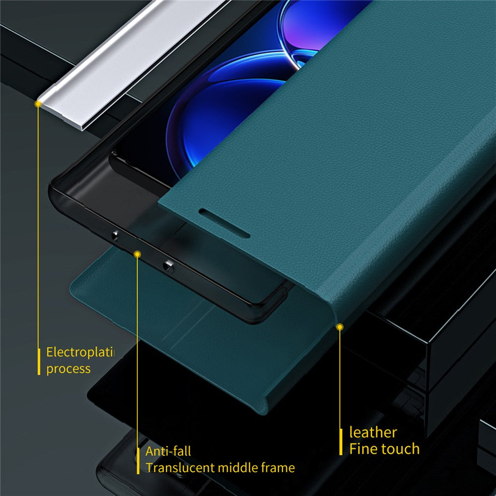 For Xiaomi Poco X5 Pro 5G / Redmi Note 12 Pro Speed 5G / Note 12 Pro 5G PU Leather Stand Phone Case Electroplating Smartphone Cover