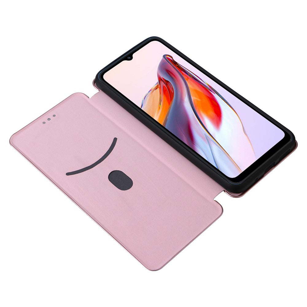 For Xiaomi Redmi 12C 4G Phone Case Card Holder Magnetic Auto-absorbed Carbon Fiber Texture Flip Leather Cover Stand
