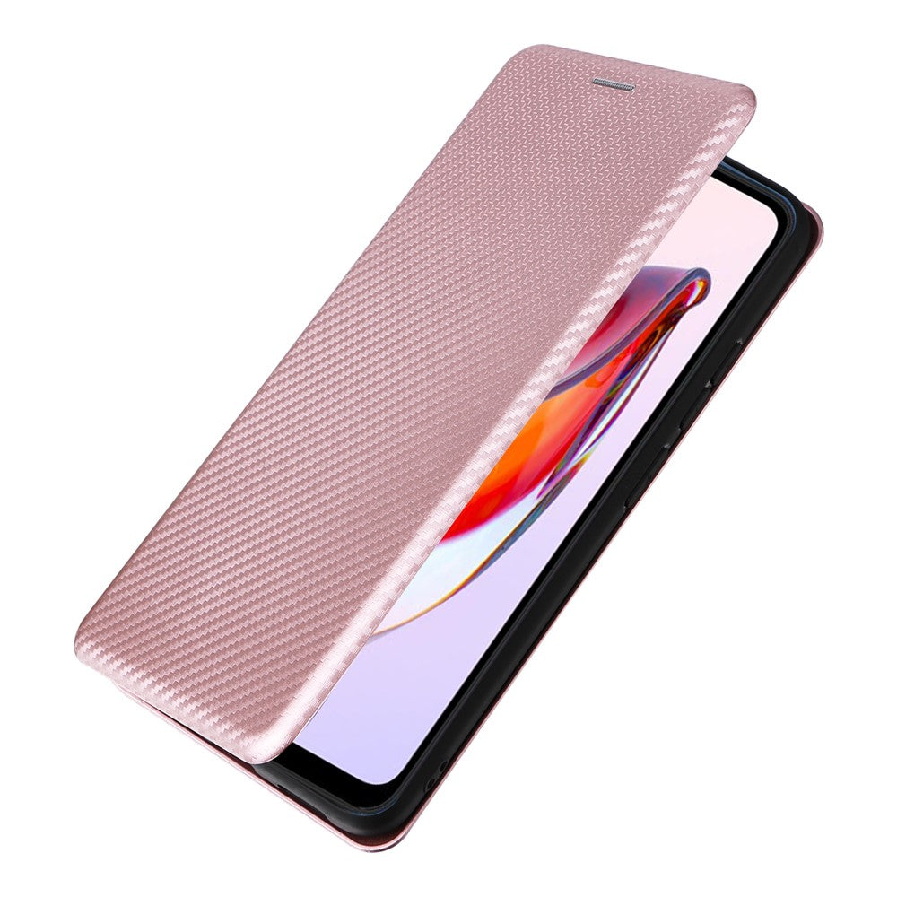 For Xiaomi Redmi 12C 4G Phone Case Card Holder Magnetic Auto-absorbed Carbon Fiber Texture Flip Leather Cover Stand