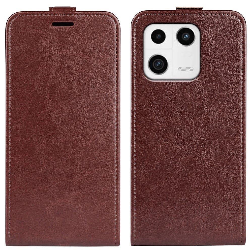 Cell Phone Cover For Xiaomi 13 5G , Vertical Flip Leather Crazy Horse Texture Protective Phone Case Card Holder