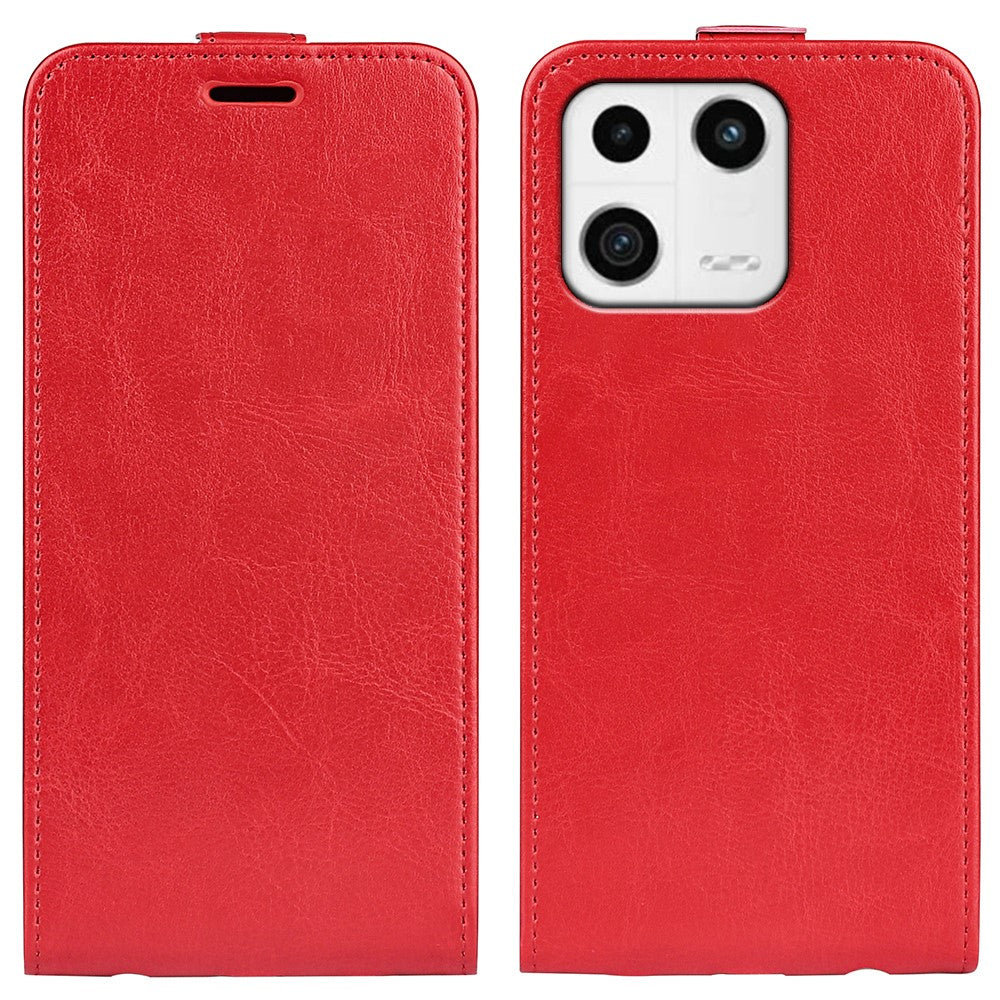 Cell Phone Cover For Xiaomi 13 5G , Vertical Flip Leather Crazy Horse Texture Protective Phone Case Card Holder