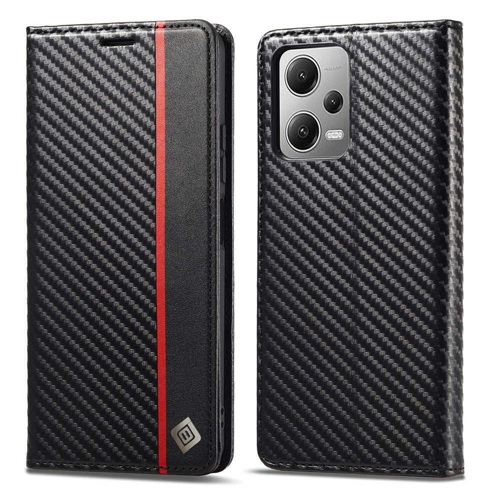 LC.IMEEKE For Xiaomi Poco X5 5G / Redmi Note 12 5G (Global) / (India) / (China) Carbon Fiber Texture Shockproof Phone Case Leather Stand Wallet Cover