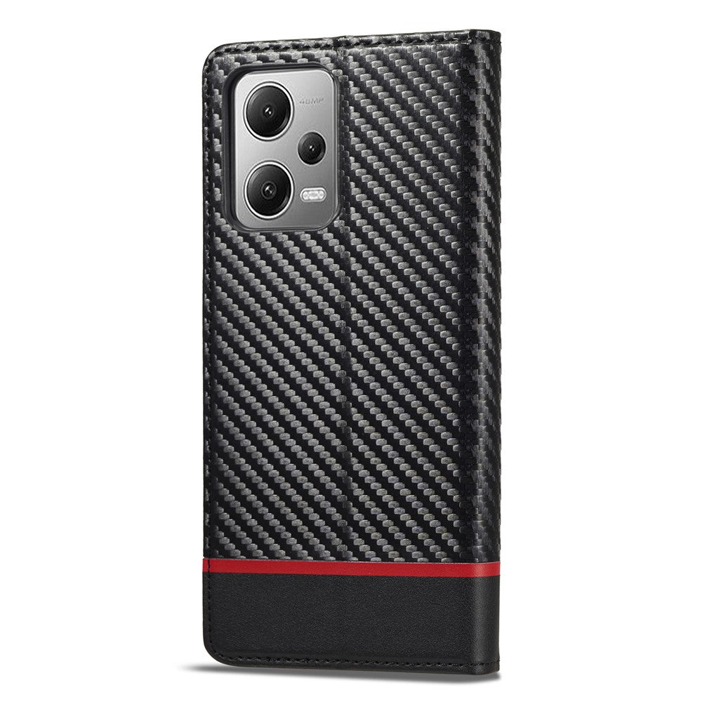 LC.IMEEKE For Xiaomi Poco X5 5G / Redmi Note 12 5G (Global) / (India) / (China) Carbon Fiber Texture Shockproof Phone Case Leather Stand Wallet Cover