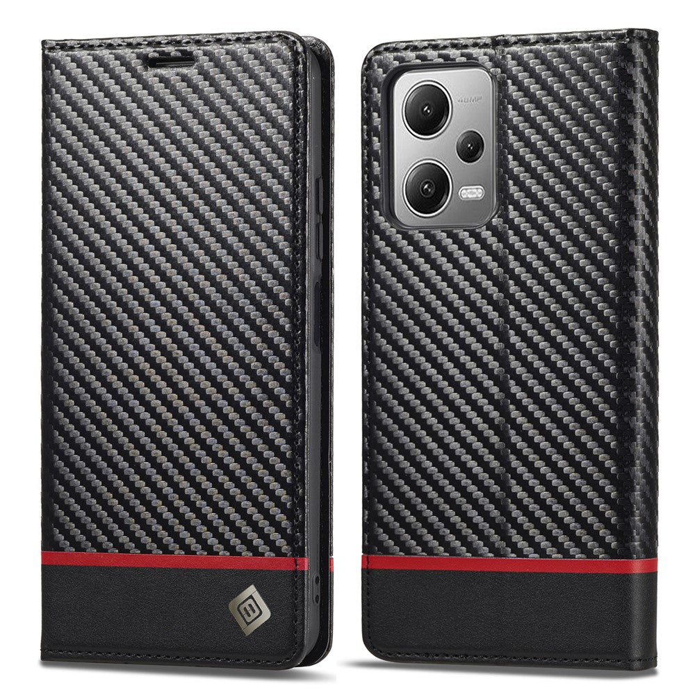 LC.IMEEKE For Xiaomi Poco X5 5G / Redmi Note 12 5G (Global) / (India) / (China) Carbon Fiber Texture Shockproof Phone Case Leather Stand Wallet Cover