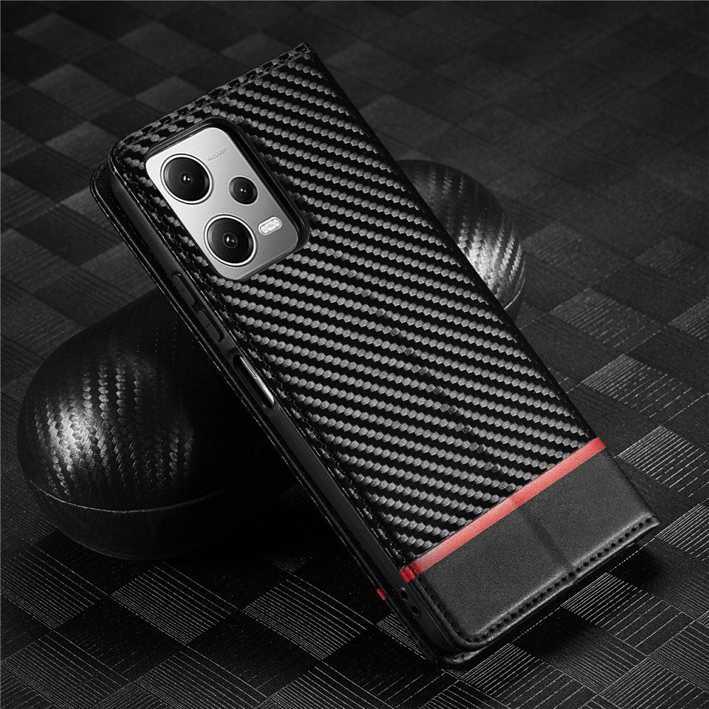 LC.IMEEKE For Xiaomi Poco X5 Pro 5G / Redmi Note 12 Pro 5G / Note 12 Pro Speed 5G Carbon Fiber Texture Leather Wallet Phone Case Anti-drop Stand Cover