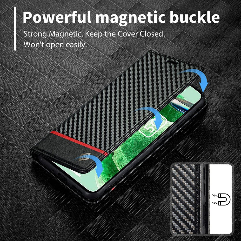 LC.IMEEKE For Xiaomi Poco X5 Pro 5G / Redmi Note 12 Pro 5G / Note 12 Pro Speed 5G Carbon Fiber Texture Leather Wallet Phone Case Anti-drop Stand Cover