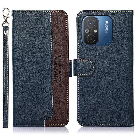 Xiaomi Redmi 11A 4G / Xiaomi Redmi 12C 4G / Xiaomi Poco C55 4G Handyhülle – KHAZNEH Redmi 11A 4G / 12C 4G RFID-blockierende Standfunktion-Brieftaschenhülle aus PU-Leder mit Litschi-Textur