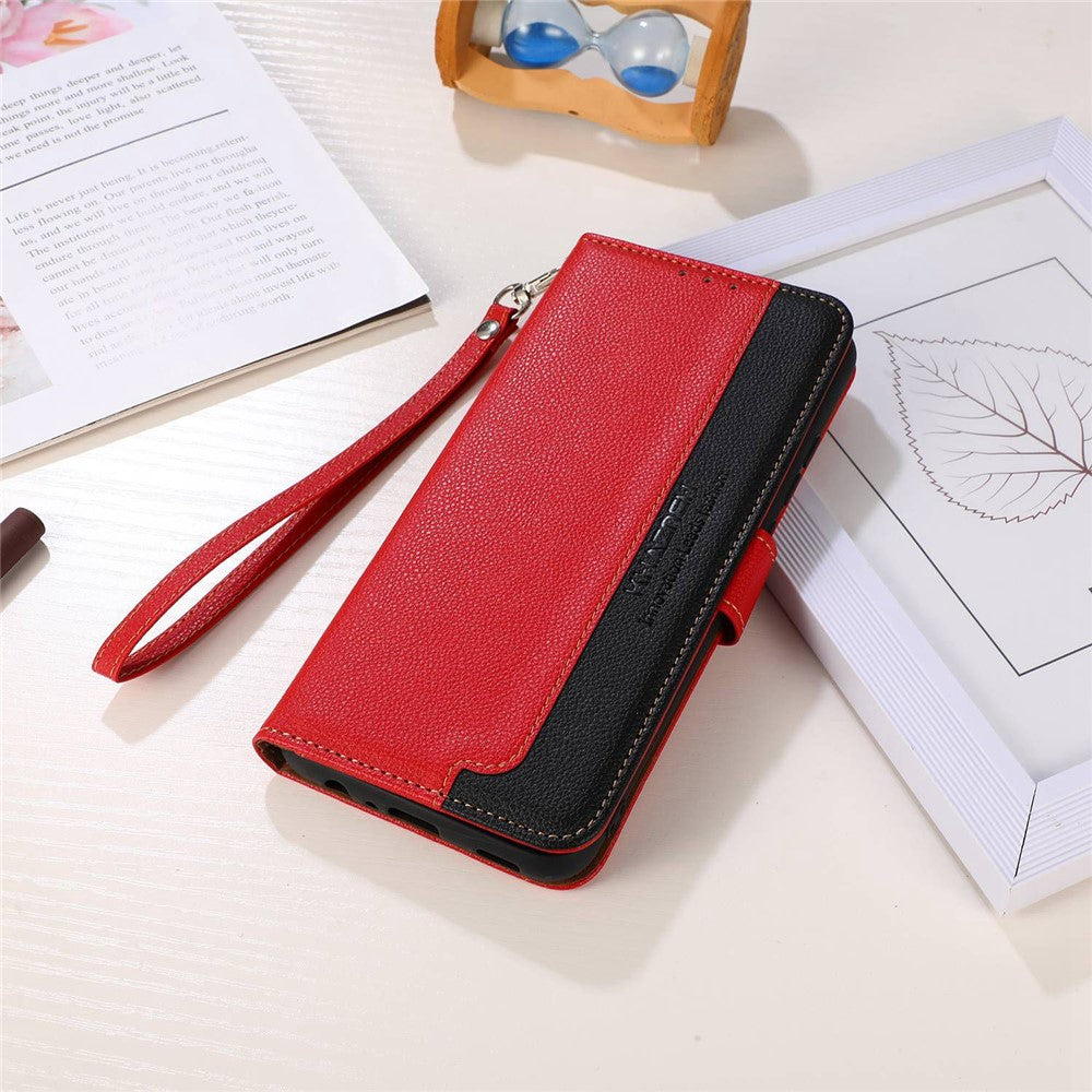 KHAZNEH For Xiaomi Poco C55 4G / Redmi 11A 4G / 12C 4G RFID Blocking Stand Wallet Case PU Leather Litchi Texture Cover