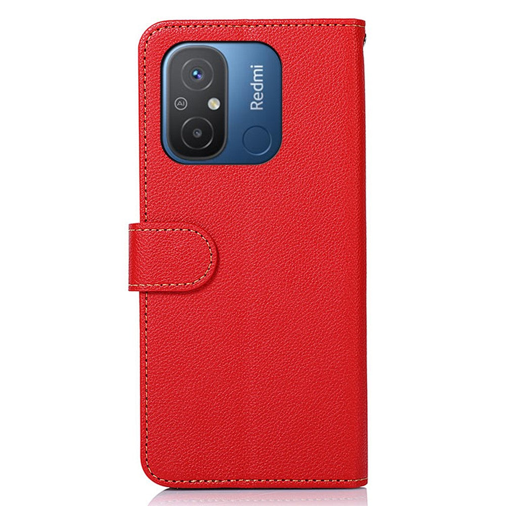 KHAZNEH For Xiaomi Poco C55 4G / Redmi 11A 4G / 12C 4G RFID Blocking Stand Wallet Case PU Leather Litchi Texture Cover