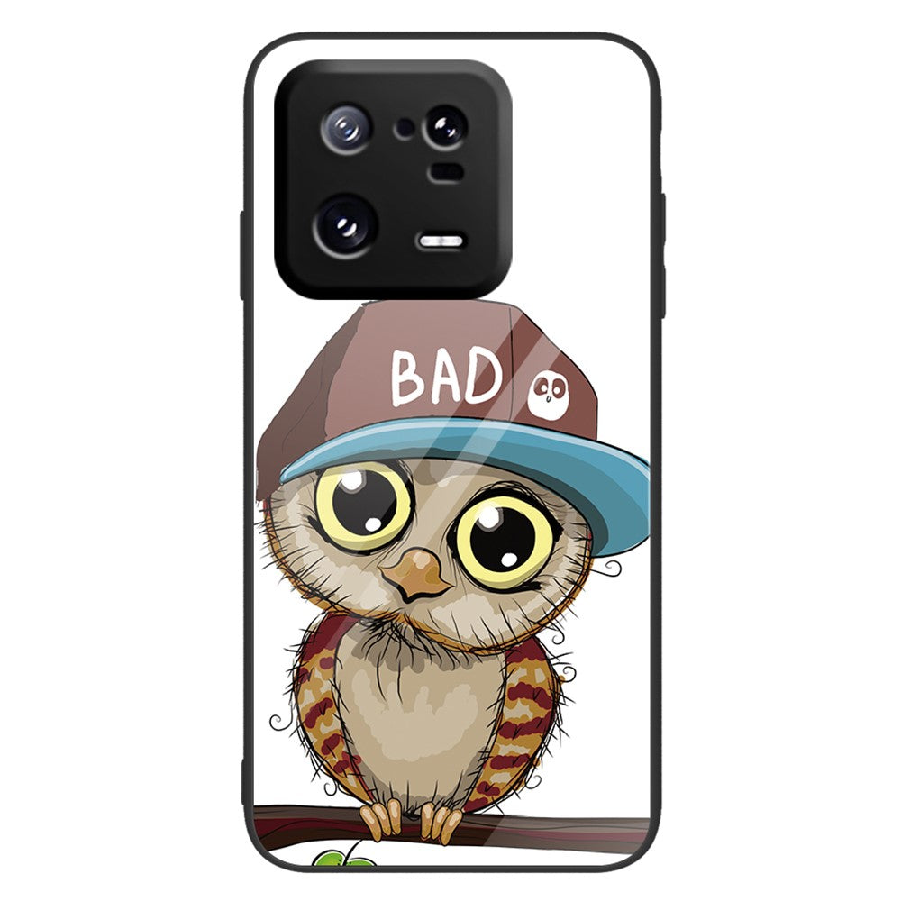 For Xiaomi 13 Pro 5G Cell Phone Case Pattern Printing Tempered Glass+PC+TPU Protective Phone Cover