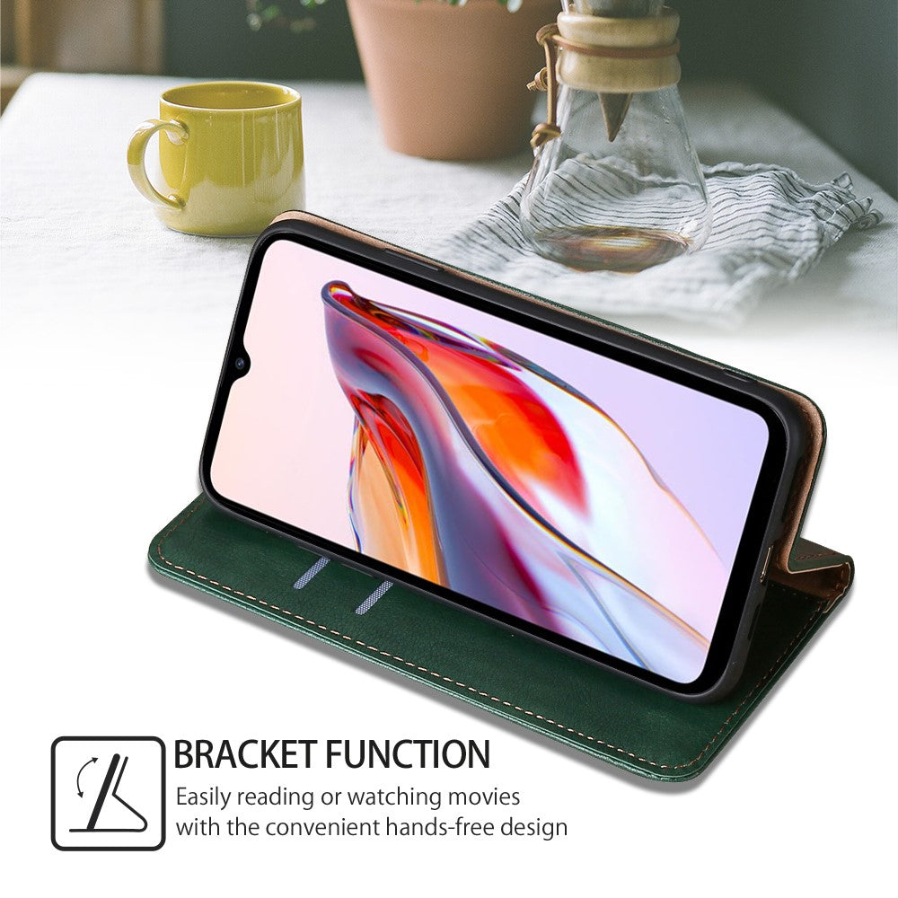 For Xiaomi Redmi 12C 4G PU Leather Wallet Stand Case Magnetic Closing Anti-drop Phone Cover