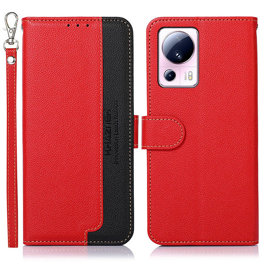 Xiaomi Civi 2 5G / Xiaomi 13 Lite Handyhülle – KHAZNEH Anti-fall Phone Case Civi 2 5G, RFID-blockierende Litchi-Textur-Lederhülle mit Standfunktion
