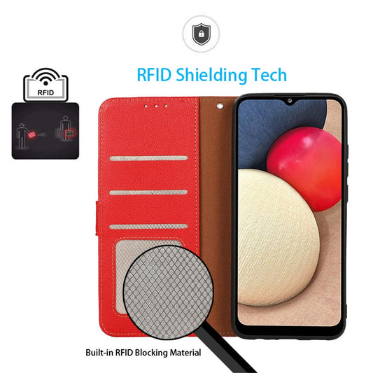 Xiaomi Civi 2 5G / Xiaomi 13 Lite Handyhülle – KHAZNEH Anti-fall Phone Case Civi 2 5G, RFID-blockierende Litchi-Textur-Lederhülle mit Standfunktion