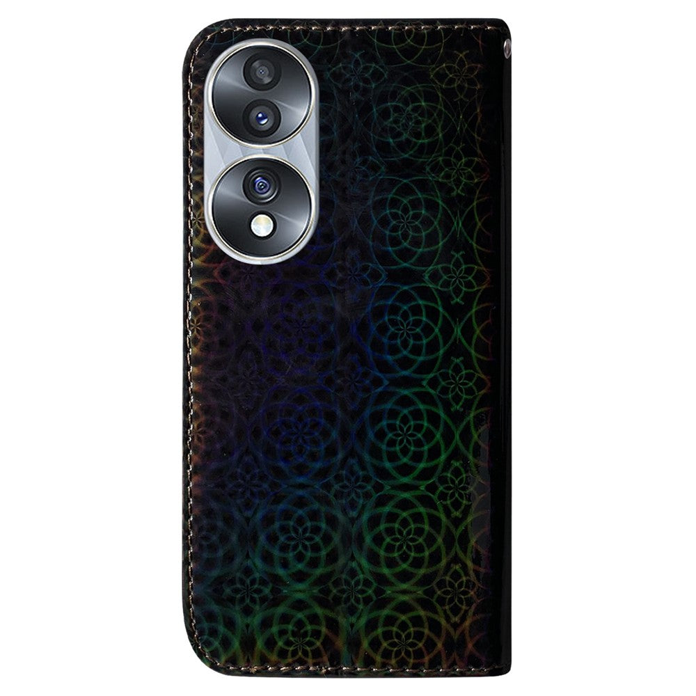 For Honor 70 5G PU Leather Dazzling Flower Pattern Shockproof Phone Case Stand Wallet with Strap